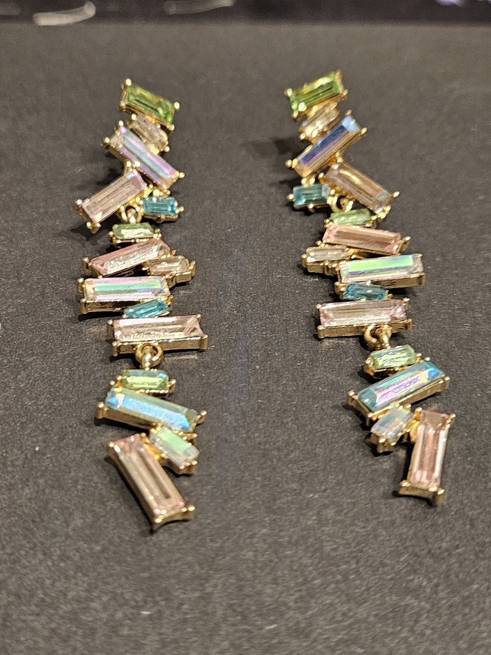 Macy's Gold-Tone Multicolor Baguette Drop Earrings